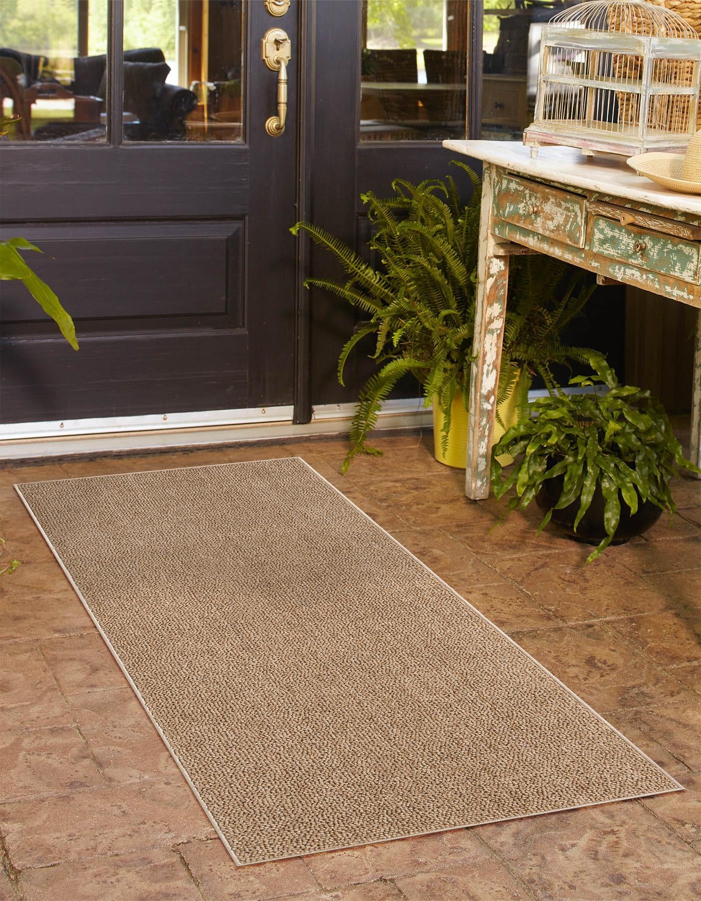 Beige 2' x 6' 1 Symphony Outdoor Runner Area Rug Weather Resistant for Patio, Deck, Terrace, Balcony, Porch Durable Outside Carpet for Sale at Rug Engine