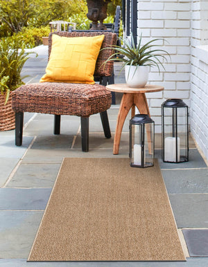 Beige 2' 7 x 12' Symphony Outdoor Runner Area Rug Weather Resistant for Patio, Deck, Terrace, Balcony, Porch Durable Outside Carpet for Sale at Rug Engine