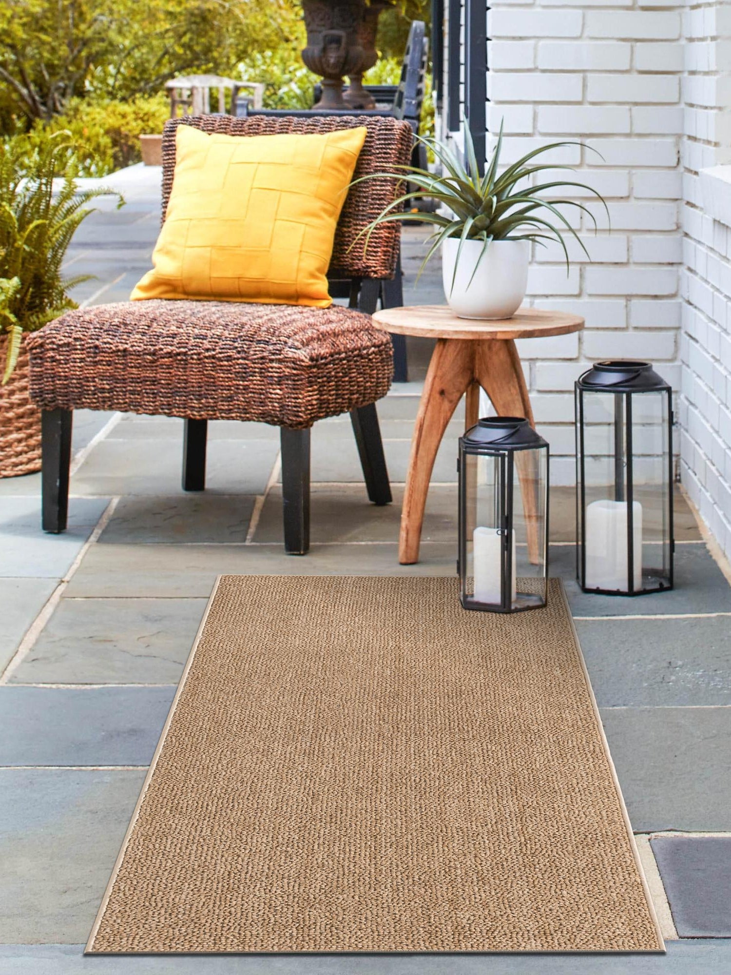 Beige 2' x 6' 1 Symphony Outdoor Runner Area Rug Weather Resistant for Patio, Deck, Terrace, Balcony, Porch Durable Outside Carpet for Sale at Rug Engine