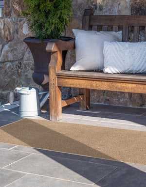 Beige 2' 7 x 12' Symphony Outdoor Runner Area Rug Weather Resistant for Patio, Deck, Terrace, Balcony, Porch Durable Outside Carpet for Sale at Rug Engine