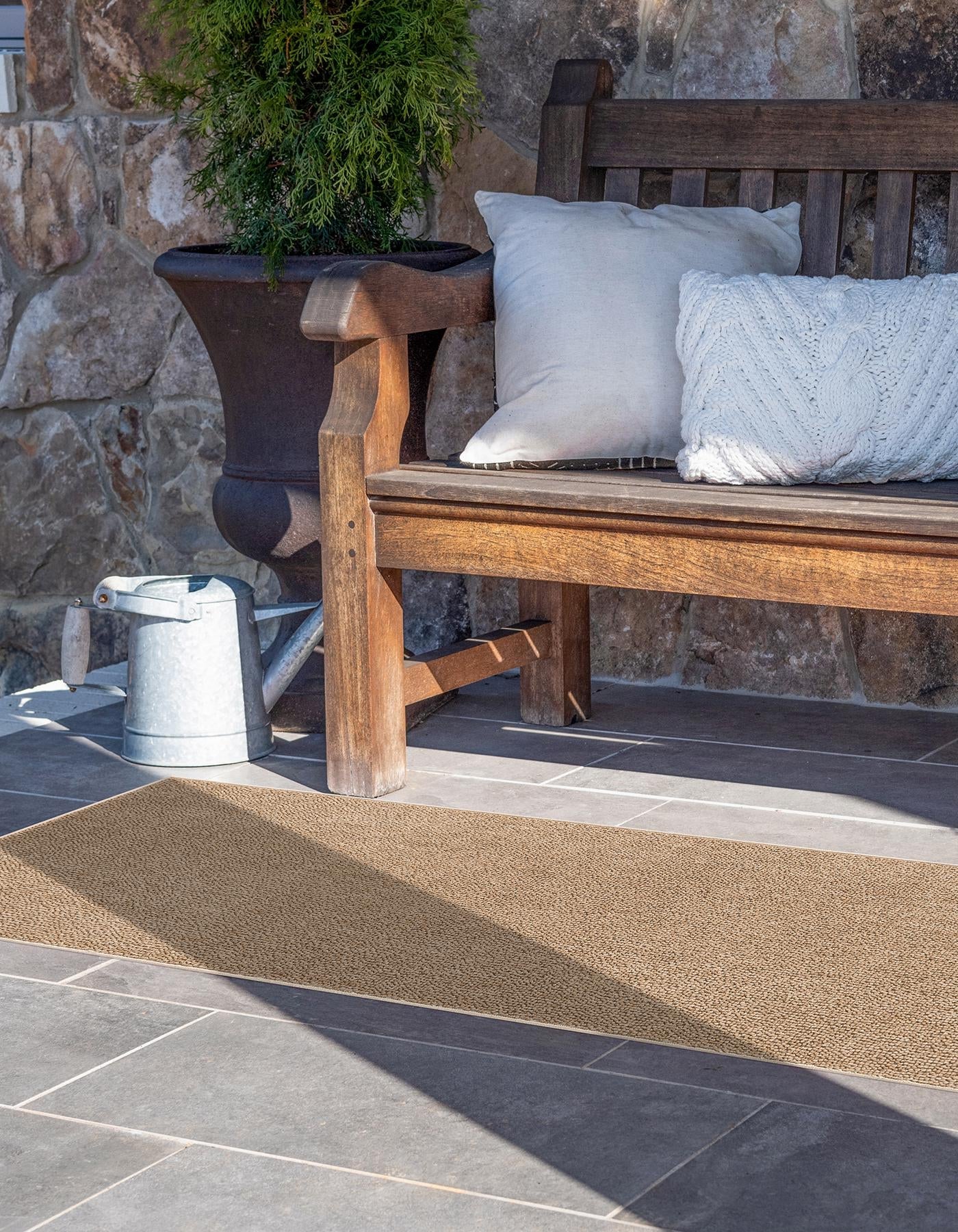 Beige 2' x 6' 1 Symphony Outdoor Runner Area Rug Weather Resistant for Patio, Deck, Terrace, Balcony, Porch Durable Outside Carpet for Sale at Rug Engine