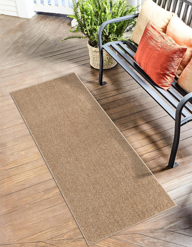 Beige 2' 7 x 12' Symphony Outdoor Runner Area Rug Weather Resistant for Patio, Deck, Terrace, Balcony, Porch Durable Outside Carpet for Sale at Rug Engine