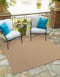 Beige 7' 10 x 7' 10 Symphony Outdoor Square Area Rug Weather Resistant for Patio, Deck, Terrace, Balcony, Porch Durable Outside Carpet for Sale at Rug Engine