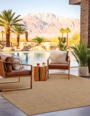 Beige 7' 10 x 7' 10 Symphony Outdoor Square Area Rug Weather Resistant for Patio, Deck, Terrace, Balcony, Porch Durable Outside Carpet for Sale at Rug Engine
