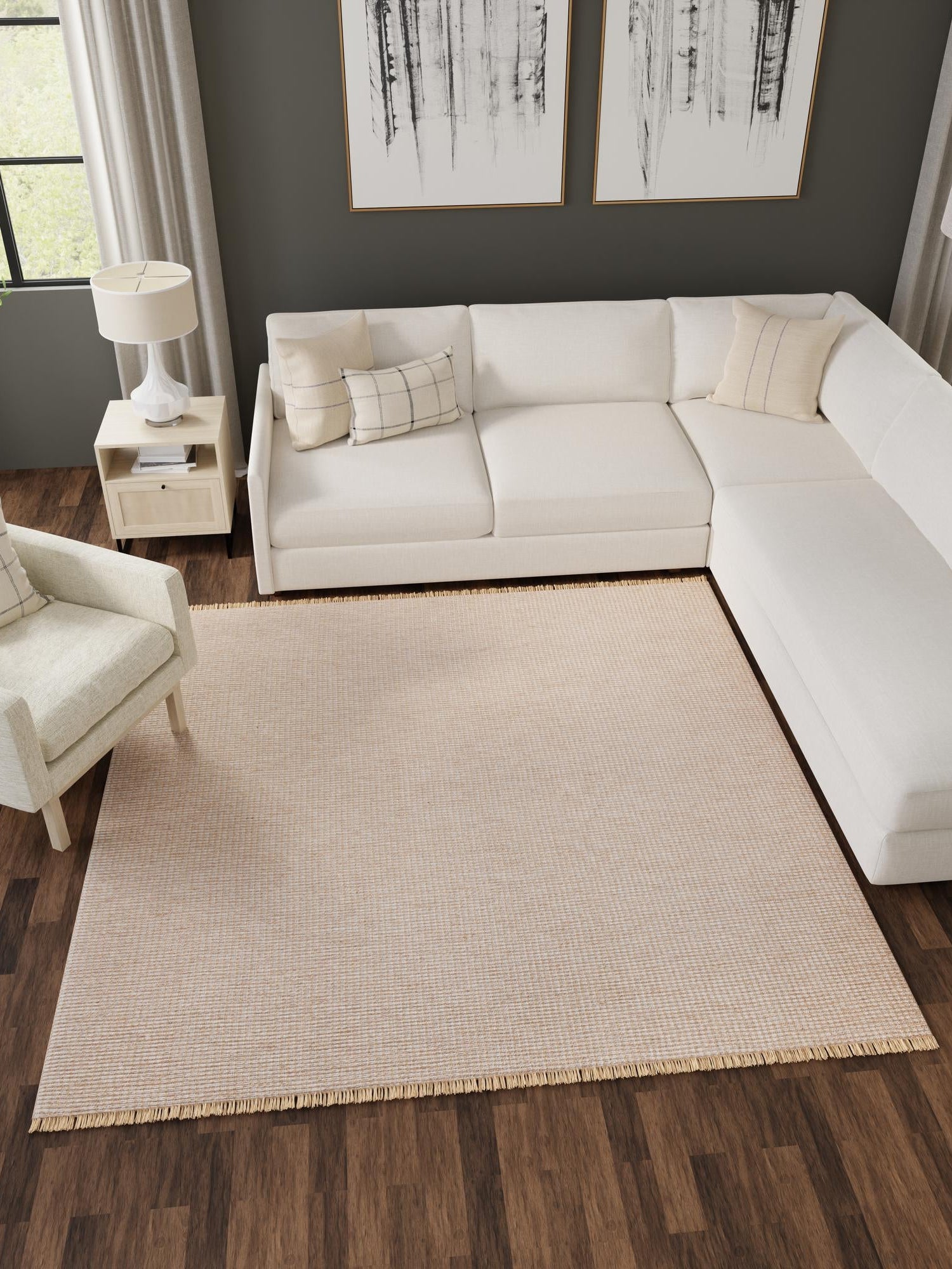Gray 5' 1 x 5' 1 Cottage Farm Square Area Rug Jute Carpet Mat for Living Rooms, Dining, Office, Dorms for Sale at Rug Engine