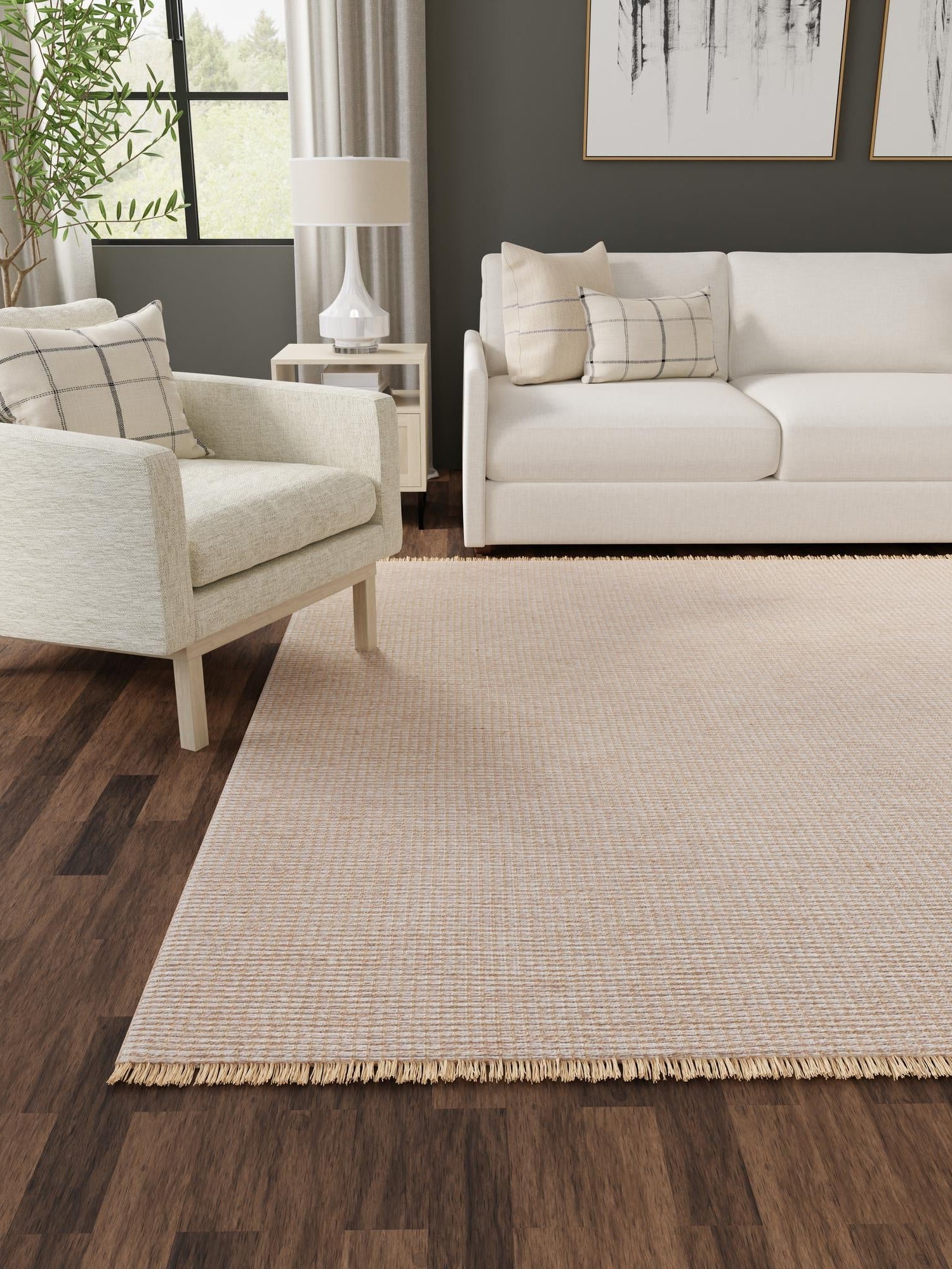 Gray 5' 1 x 5' 1 Cottage Farm Square Area Rug Jute Carpet Mat for Living Rooms, Dining, Office, Dorms for Sale at Rug Engine