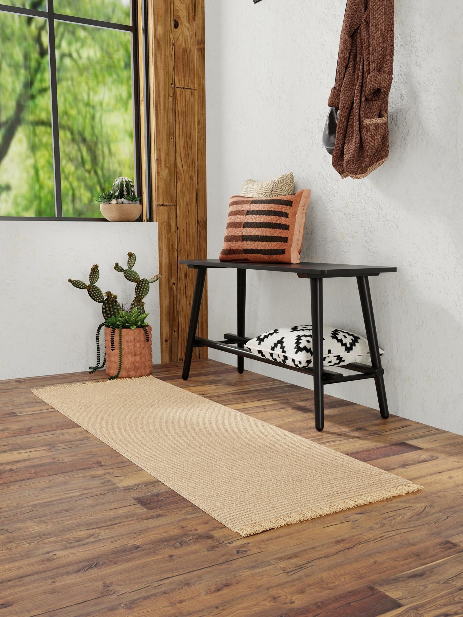 Natural 2' x 8' Cottage Farm Runner Area Rug Jute Carpet Mat for Living Rooms, Dining, Office, Dorms for Sale at Rug Engine