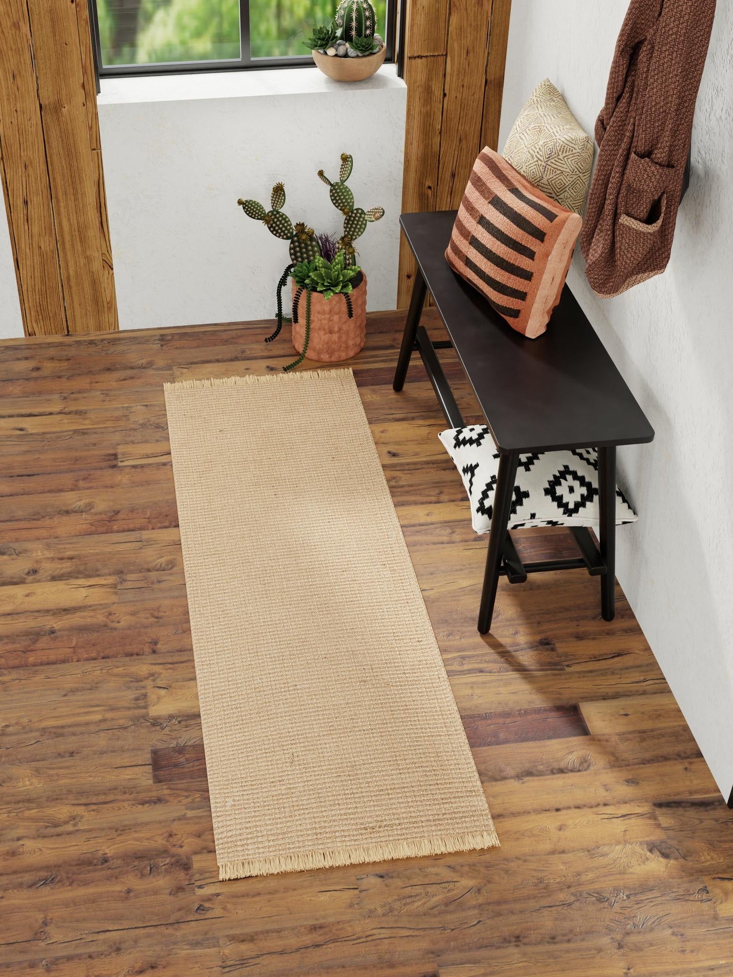 Natural 2' x 8' Cottage Farm Runner Area Rug Jute Carpet Mat for Living Rooms, Dining, Office, Dorms for Sale at Rug Engine