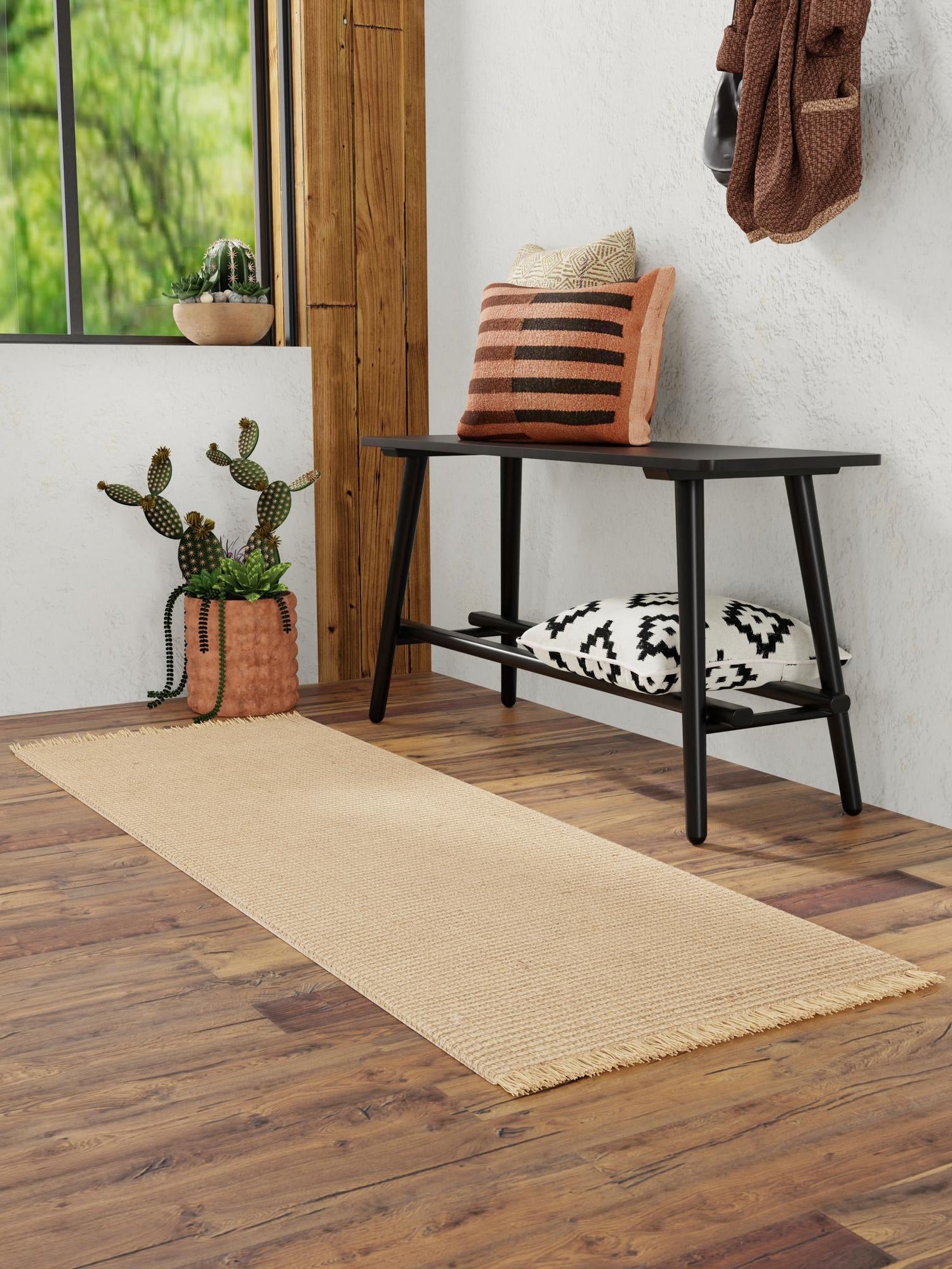 Natural 2' 7 x 10' Cottage Farm Runner Area Rug Jute Carpet Mat for Living Rooms, Dining, Office, Dorms for Sale at Rug Engine