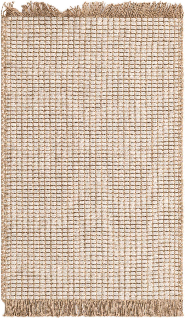 Ivory 2' x 3' 1 Cottage Farm Rectangle Area Rug Jute Carpet Mat for Living Rooms, Dining, Office, Dorms for Sale at Rug Engine