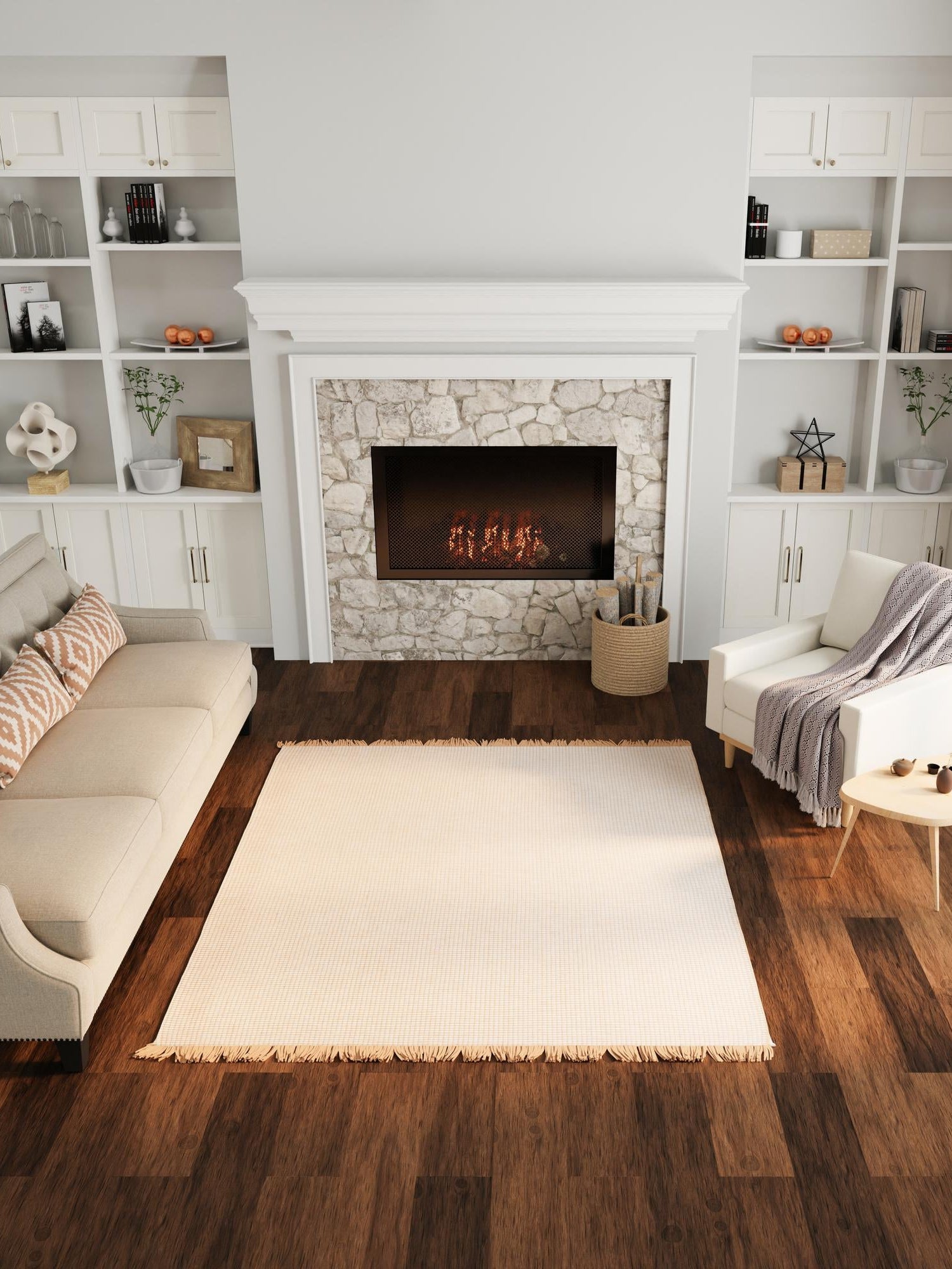 Ivory 5' 1 x 5' 1 Cottage Farm Square Area Rug Jute Carpet Mat for Living Rooms, Dining, Office, Dorms for Sale at Rug Engine