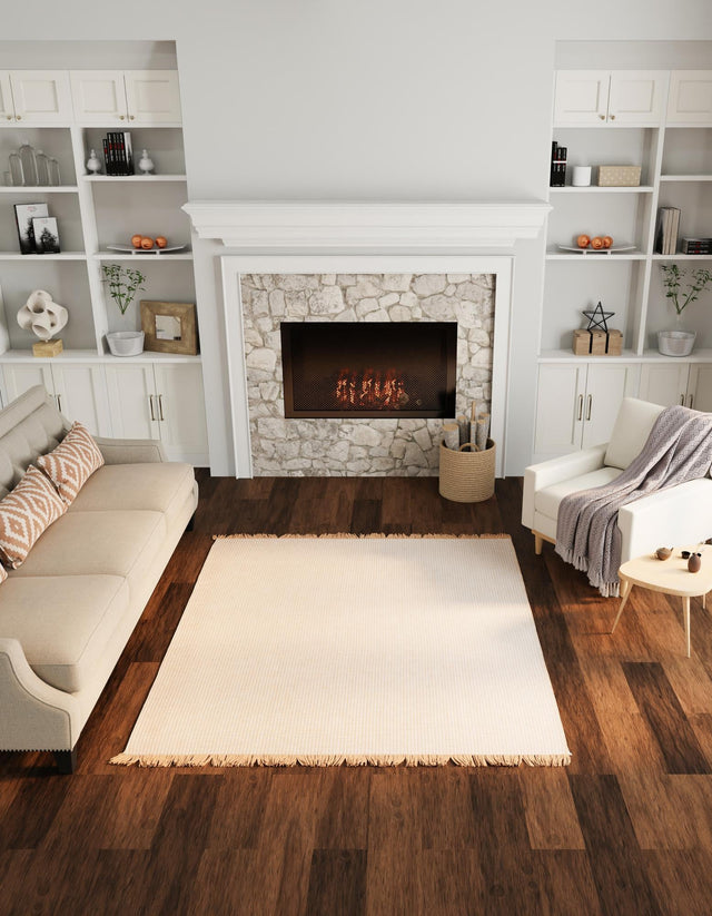 Ivory 5' 1 x 5' 1 Cottage Farm Square Area Rug Jute Carpet Mat for Living Rooms, Dining, Office, Dorms for Sale at Rug Engine