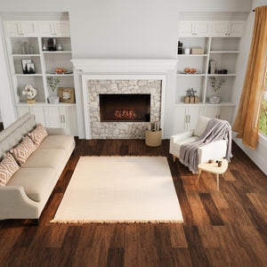 Ivory 7' 10 x 7' 10 Cottage Farm Square Area Rug Jute Carpet Mat for Living Rooms, Dining, Office, Dorms for Sale at Rug Engine