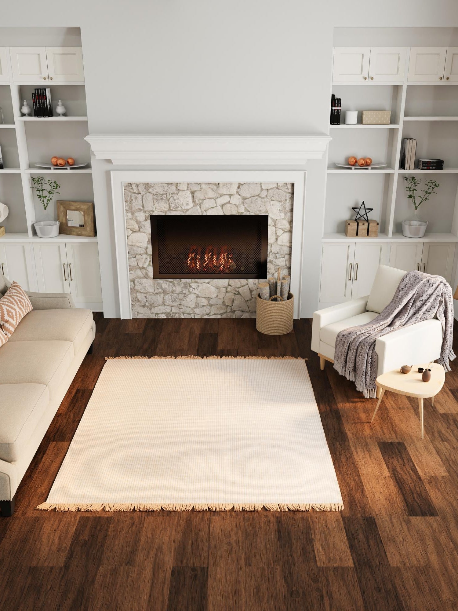 Ivory 5' 1 x 5' 1 Cottage Farm Square Area Rug Jute Carpet Mat for Living Rooms, Dining, Office, Dorms for Sale at Rug Engine