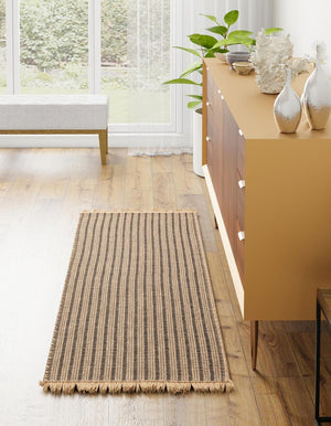 Charcoal 2' x 6' 1 Cottage Farm Runner Area Rug Jute Carpet Mat for Living Rooms, Dining, Office, Dorms for Sale at Rug Engine