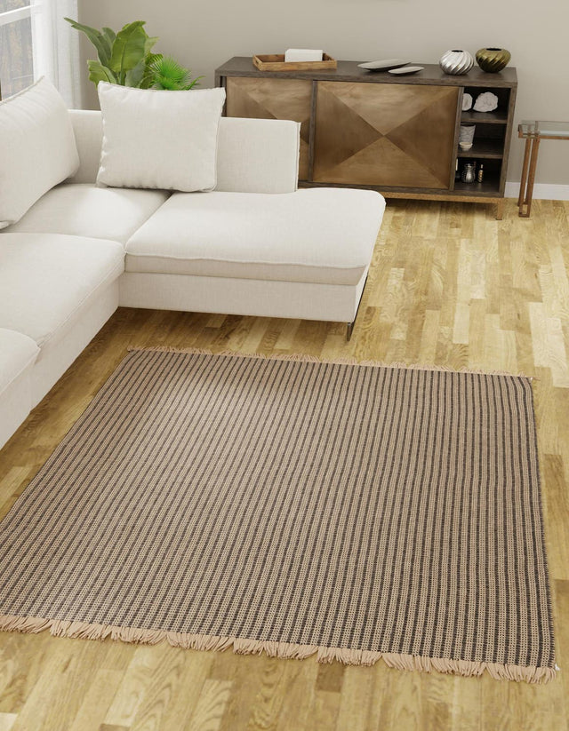 Charcoal 5' 1 x 5' 1 Cottage Farm Square Area Rug Jute Carpet Mat for Living Rooms, Dining, Office, Dorms for Sale at Rug Engine