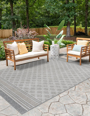 Gray 2' x 3' 1 Outdoor Trellis Rectangle Area Rug Weather Resistant for Patio, Deck, Terrace, Balcony, Porch Geometric Design Water Safe Outside Carpet for Sale at Rug Engine