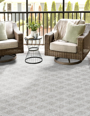 Gray 4' 1 x 6' 1 Outdoor Trellis Rectangle Area Rug Weather Resistant for Patio, Deck, Terrace, Balcony, Porch Geometric Design Water Safe Outside Carpet for Sale at Rug Engine