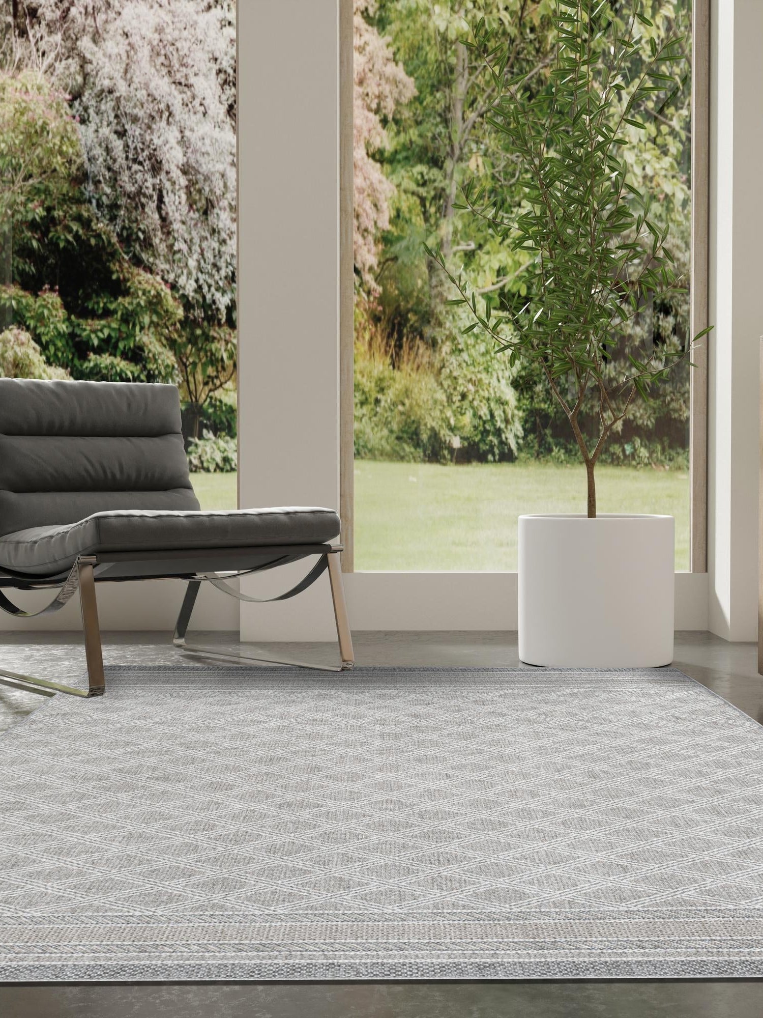 Gray 10' x 14' 1 Outdoor Trellis Rectangle Area Rug Weather Resistant for Patio, Deck, Terrace, Balcony, Porch Geometric Design Water Safe Outside Carpet for Sale at Rug Engine