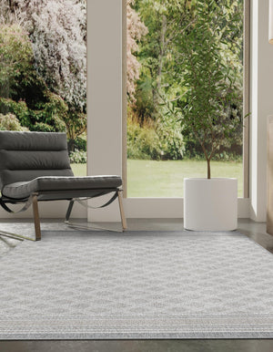 Gray 4' 1 x 6' 1 Outdoor Trellis Rectangle Area Rug Weather Resistant for Patio, Deck, Terrace, Balcony, Porch Geometric Design Water Safe Outside Carpet for Sale at Rug Engine