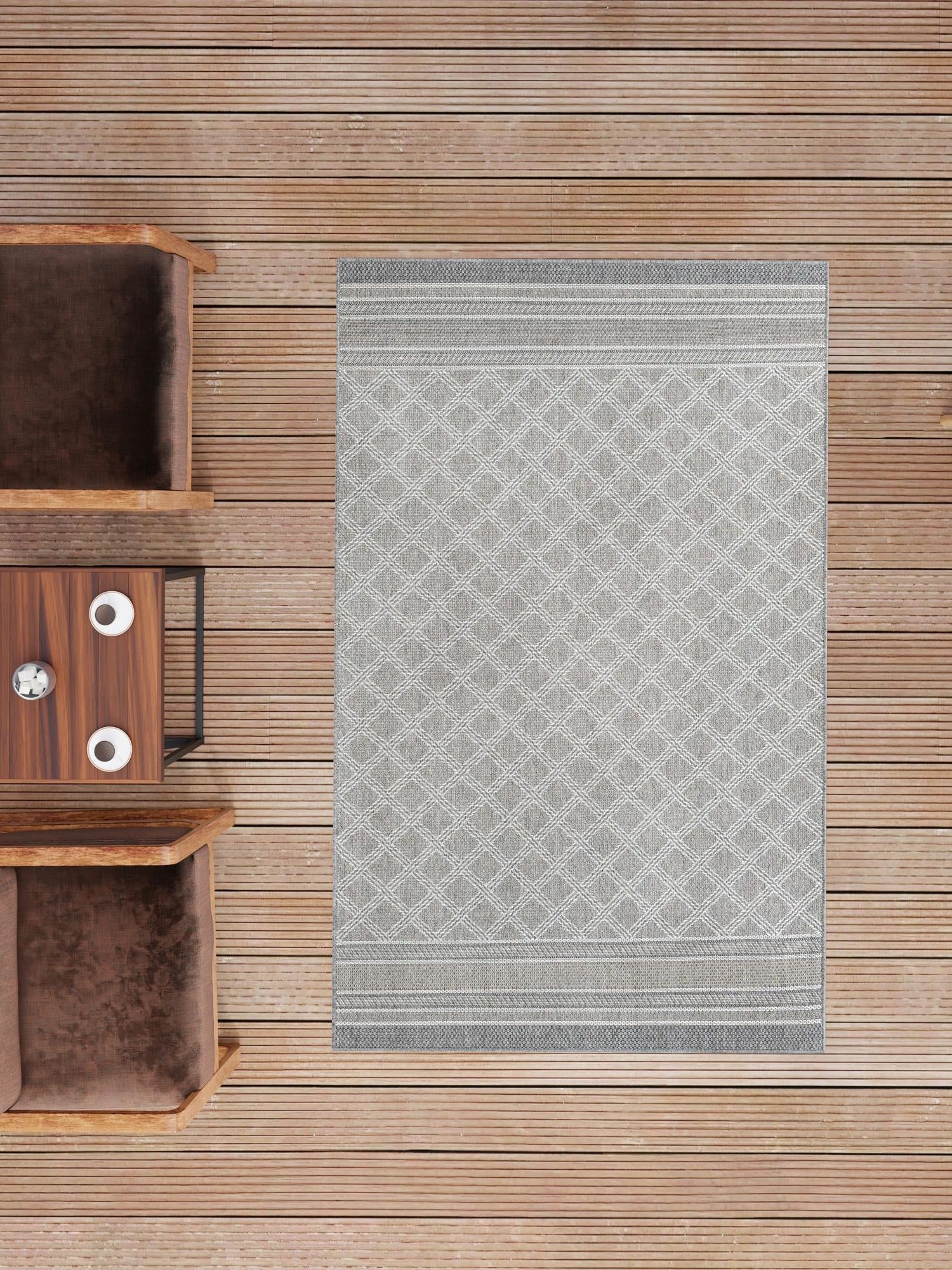 Gray 10' x 14' 1 Outdoor Trellis Rectangle Area Rug Weather Resistant for Patio, Deck, Terrace, Balcony, Porch Geometric Design Water Safe Outside Carpet for Sale at Rug Engine