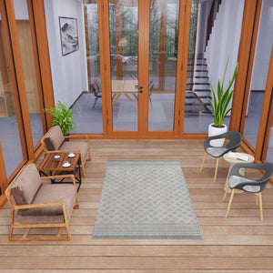 Gray 7' 10 x 10' Outdoor Trellis Rectangle Area Rug Weather Resistant for Patio, Deck, Terrace, Balcony, Porch Geometric Design Water Safe Outside Carpet for Sale at Rug Engine