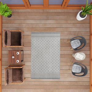 Gray 7' 10 x 10' Outdoor Trellis Rectangle Area Rug Weather Resistant for Patio, Deck, Terrace, Balcony, Porch Geometric Design Water Safe Outside Carpet for Sale at Rug Engine