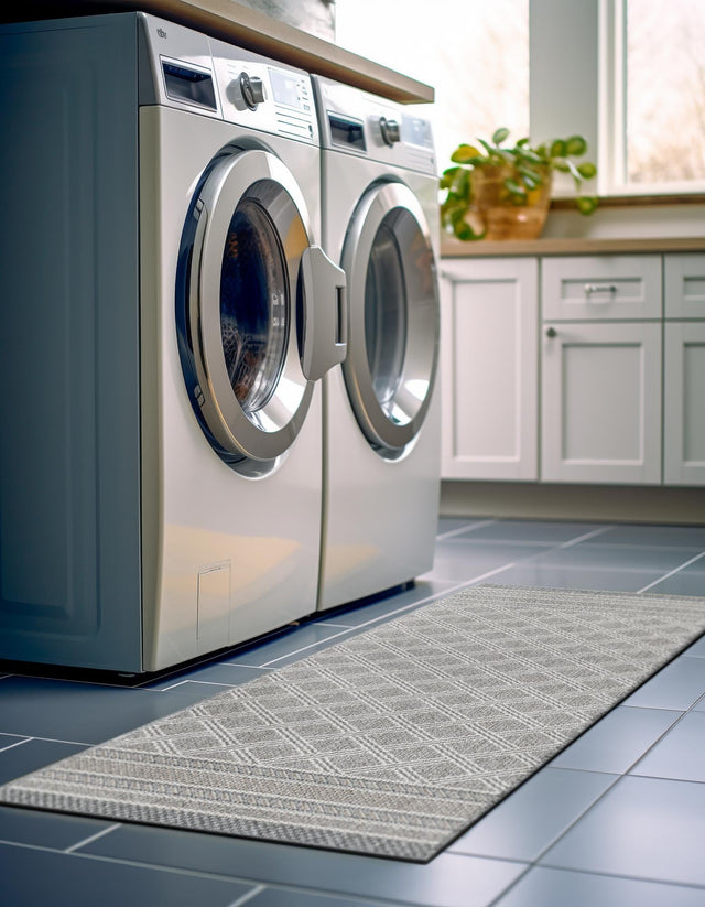 Gray 3' x 12' Outdoor Trellis Runner Rug
