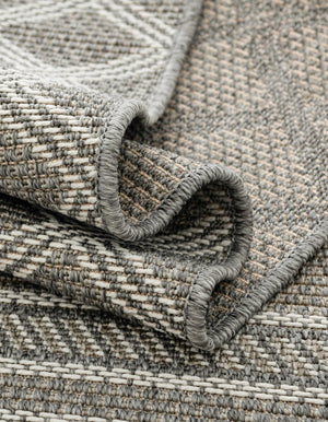Gray 2' x 8' Outdoor Trellis Runner Area Rug Weather Resistant for Patio, Deck, Terrace, Balcony, Porch Geometric Design Water Safe Outside Carpet for Sale at Rug Engine