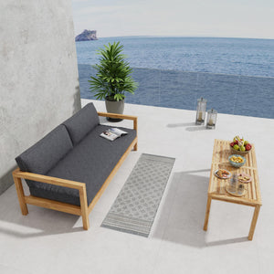 Gray 2' x 8' Outdoor Trellis Runner Area Rug Weather Resistant for Patio, Deck, Terrace, Balcony, Porch Geometric Design Water Safe Outside Carpet for Sale at Rug Engine