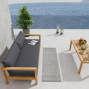 Gray 2' x 8' Outdoor Trellis Runner Area Rug Weather Resistant for Patio, Deck, Terrace, Balcony, Porch Geometric Design Water Safe Outside Carpet for Sale at Rug Engine