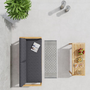 Gray 2' x 8' Outdoor Trellis Runner Area Rug Weather Resistant for Patio, Deck, Terrace, Balcony, Porch Geometric Design Water Safe Outside Carpet for Sale at Rug Engine