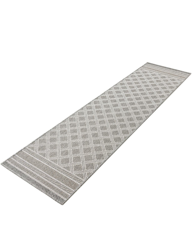 Gray 2' x 8' Outdoor Trellis Runner Area Rug Weather Resistant for Patio, Deck, Terrace, Balcony, Porch Geometric Design Water Safe Outside Carpet for Sale at Rug Engine