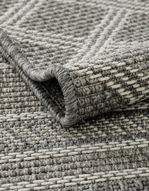 Gray 5' 1 x 5' 1 Outdoor Trellis Square Area Rug Weather Resistant for Patio, Deck, Terrace, Balcony, Porch Geometric Design Water Safe Outside Carpet for Sale at Rug Engine