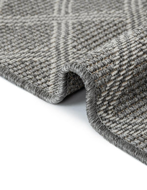 Gray 5' 1 x 5' 1 Outdoor Trellis Square Area Rug Weather Resistant for Patio, Deck, Terrace, Balcony, Porch Geometric Design Water Safe Outside Carpet for Sale at Rug Engine