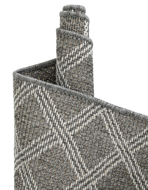 Gray 5' 1 x 5' 1 Outdoor Trellis Square Area Rug Weather Resistant for Patio, Deck, Terrace, Balcony, Porch Geometric Design Water Safe Outside Carpet for Sale at Rug Engine