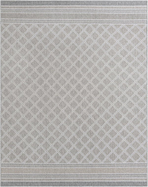 Gray 7' 10 x 10' Outdoor Trellis Rectangle Area Rug Weather Resistant for Patio, Deck, Terrace, Balcony, Porch Geometric Design Water Safe Outside Carpet for Sale at Rug Engine