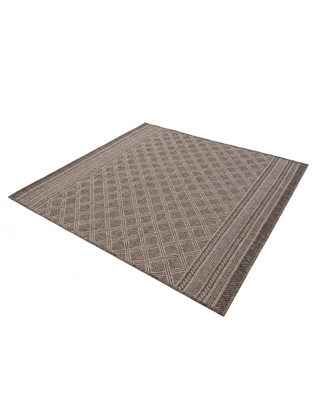 Chocolate Brown 5' 1 x 5' 1 Outdoor Trellis Square Area Rug Weather Resistant for Patio, Deck, Terrace, Balcony, Porch Geometric Design Water Safe Outside Carpet for Sale at Rug Engine