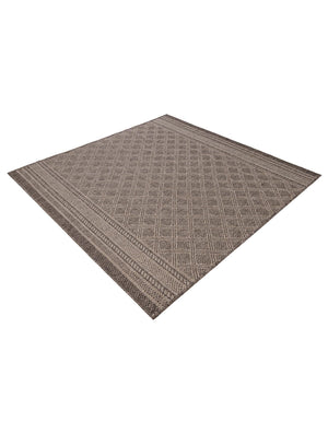 Chocolate Brown 5' 1 x 5' 1 Outdoor Trellis Square Area Rug Weather Resistant for Patio, Deck, Terrace, Balcony, Porch Geometric Design Water Safe Outside Carpet for Sale at Rug Engine