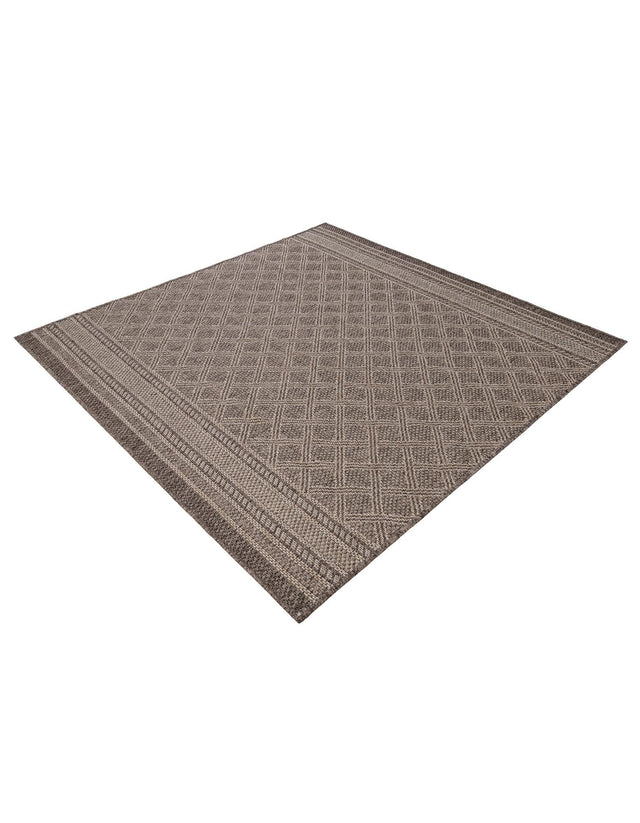 Chocolate Brown 5' 1 x 5' 1 Outdoor Trellis Square Area Rug Weather Resistant for Patio, Deck, Terrace, Balcony, Porch Geometric Design Water Safe Outside Carpet for Sale at Rug Engine