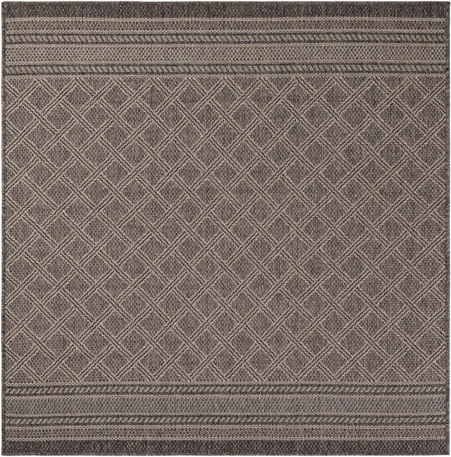 Chocolate Brown 5' 1 x 5' 1 Outdoor Trellis Square Area Rug Weather Resistant for Patio, Deck, Terrace, Balcony, Porch Geometric Design Water Safe Outside Carpet for Sale at Rug Engine