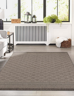 Chocolate Brown 2' x 3' 1 Outdoor Trellis Rectangle Area Rug Weather Resistant for Patio, Deck, Terrace, Balcony, Porch Geometric Design Water Safe Outside Carpet for Sale at Rug Engine