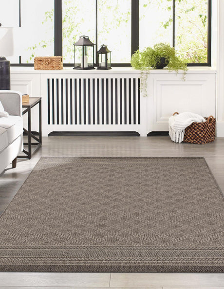 Chocolate Brown 2' x 3' 1 Outdoor Trellis Rectangle Area Rug Weather Resistant for Patio, Deck, Terrace, Balcony, Porch Geometric Design Water Safe Outside Carpet for Sale at Rug Engine