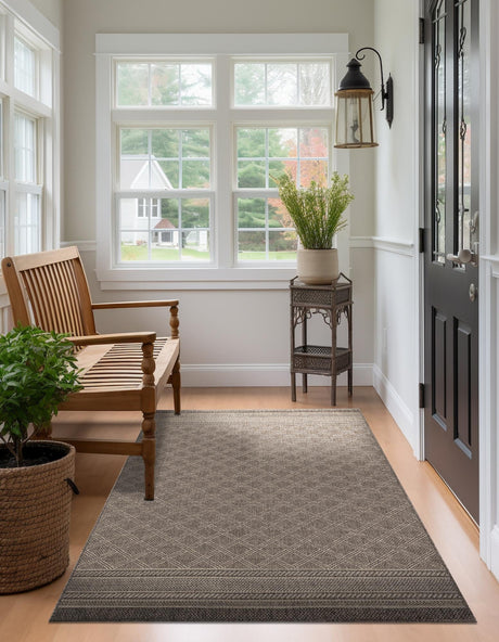 Chocolate Brown 2' x 3' 1 Outdoor Trellis Rectangle Area Rug Weather Resistant for Patio, Deck, Terrace, Balcony, Porch Geometric Design Water Safe Outside Carpet for Sale at Rug Engine