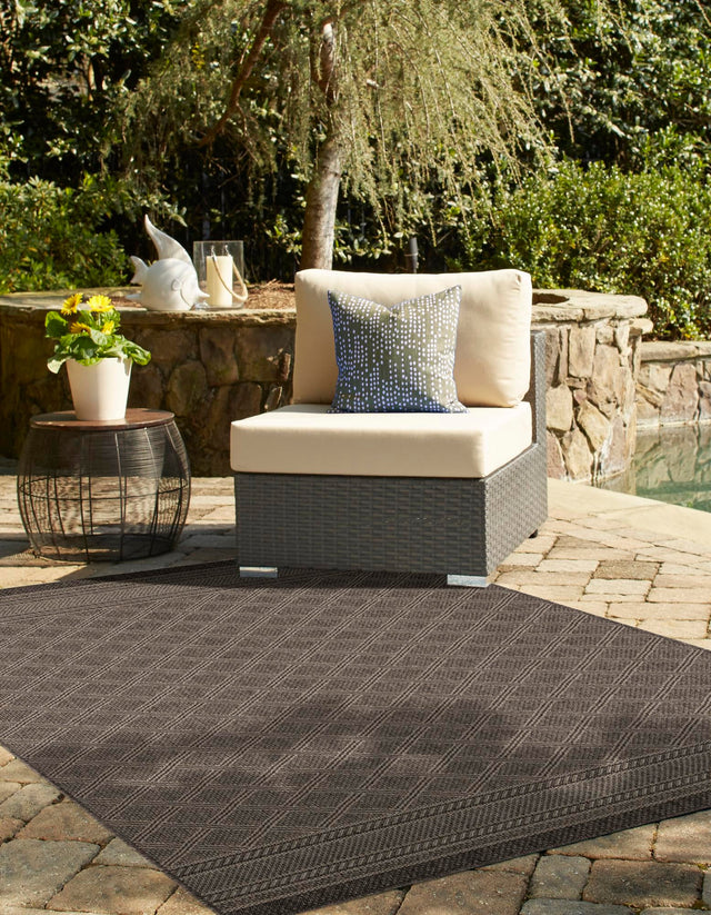 Chocolate Brown 2' x 3' 1 Outdoor Trellis Rectangle Area Rug Weather Resistant for Patio, Deck, Terrace, Balcony, Porch Geometric Design Water Safe Outside Carpet for Sale at Rug Engine