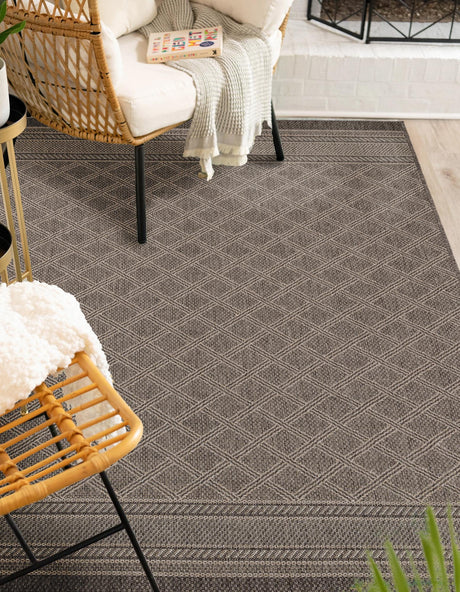Chocolate Brown 2' x 3' 1 Outdoor Trellis Rectangle Area Rug Weather Resistant for Patio, Deck, Terrace, Balcony, Porch Geometric Design Water Safe Outside Carpet for Sale at Rug Engine