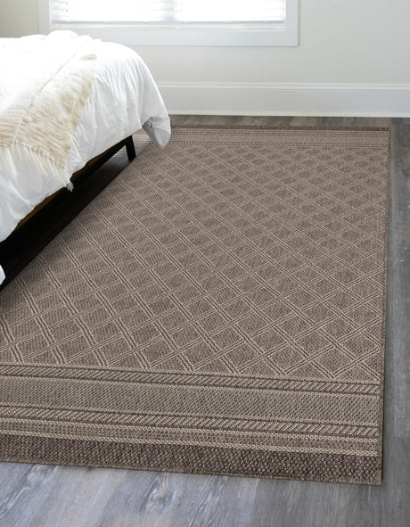 Chocolate Brown 2' x 3' 1 Outdoor Trellis Rectangle Area Rug Weather Resistant for Patio, Deck, Terrace, Balcony, Porch Geometric Design Water Safe Outside Carpet for Sale at Rug Engine