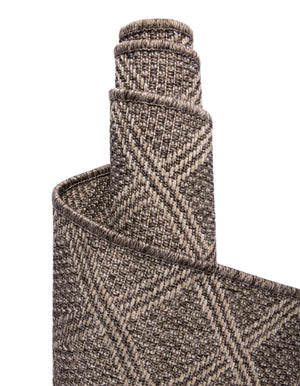 Chocolate Brown 4' 1 x 6' 1 Outdoor Trellis Rectangle Area Rug Weather Resistant for Patio, Deck, Terrace, Balcony, Porch Geometric Design Water Safe Outside Carpet for Sale at Rug Engine