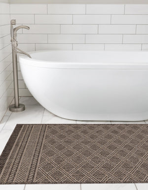 Chocolate Brown 2' 7 x 12' Outdoor Trellis Runner Area Rug Weather Resistant for Patio, Deck, Terrace, Balcony, Porch Geometric Design Water Safe Outside Carpet for Sale at Rug Engine