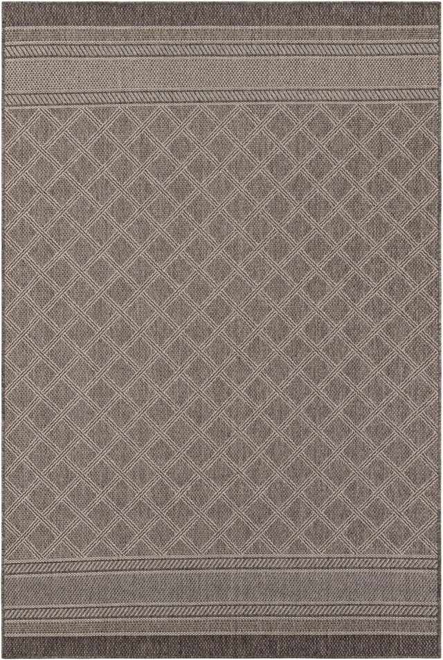Chocolate Brown 6' 1 x 9' Outdoor Trellis Rectangle Area Rug Weather Resistant for Patio, Deck, Terrace, Balcony, Porch Geometric Design Water Safe Outside Carpet for Sale at Rug Engine